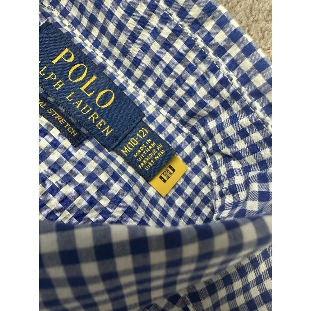 Polo Ralph Lauren Boy's M 10-12 Blue Gingham Check Button Down Shirt Long Sleeve